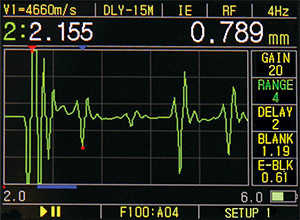 銅・アルミクラッド材の2層同時測定表示