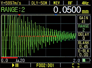 厚さ0.05mm鋼板の測定表示